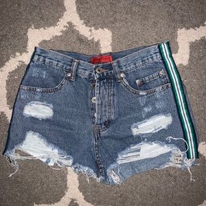 Ripped jean shorts